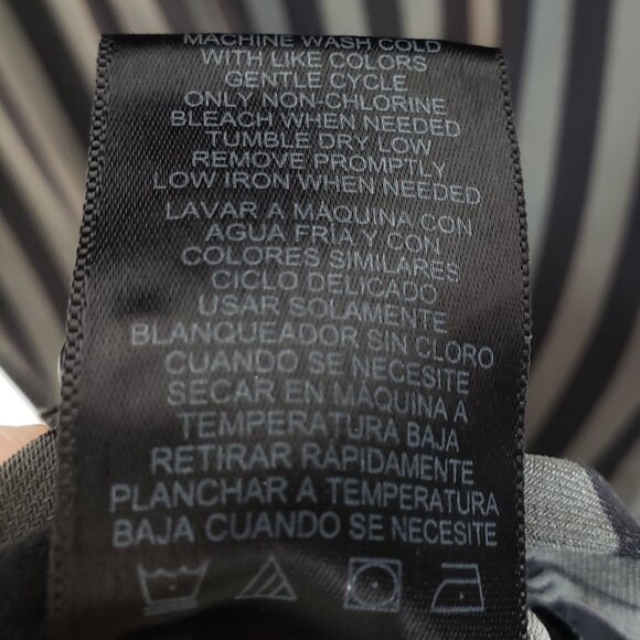 Norma Kamali Shirt Dress Gray Black Vertical Stripe Button-up Stretch Goth sz S - Picture 8 of 11